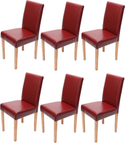 Sada 6 jídelních židlí Kuchyňská židle Littau kůže, červená, světlé nohy