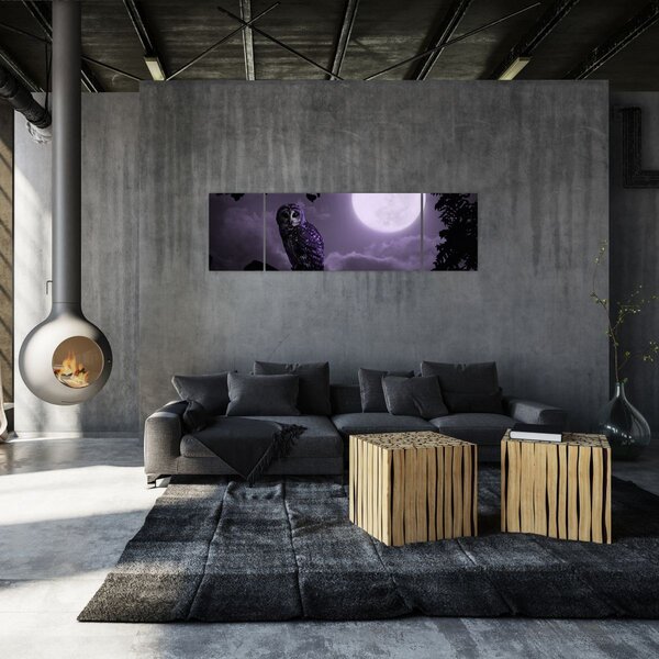 Obraz - Noční sova, fialová (170x50 cm)