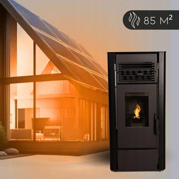 THUNDER® | SOPHIA BLACK | Peletová kamna | 8,1 kW | Sada připojovacích trubek Ø 80 mm | černá