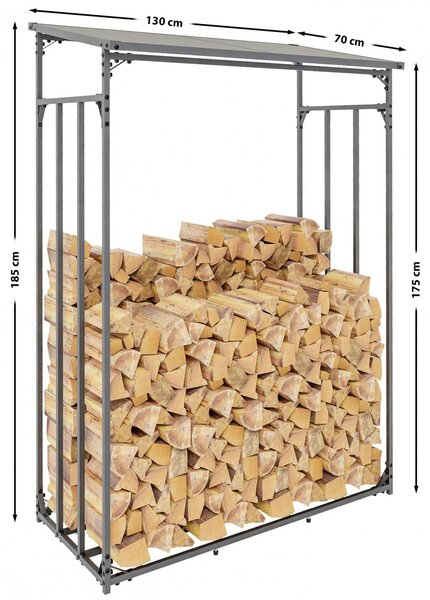 Přístřešek na palivové dřevo Ruston L - 130x70x185 cm, kov antracit