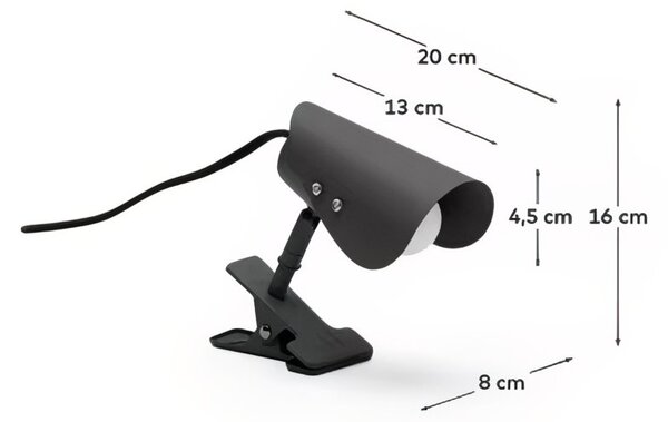 Malá černá kovová stolní lampa s klipem Kave Home Jula