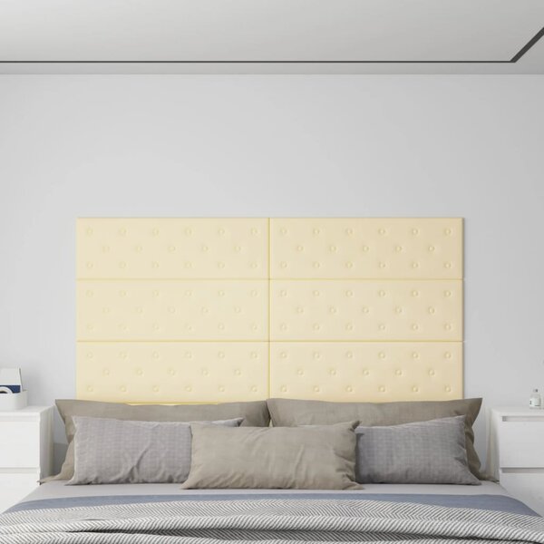 Nástěnné panely 12 ks krémové 90 x 30 cm umělá kůže 3,24 m²