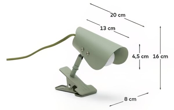 Malá zelená kovová stolní lampa s klipem Kave Home Jula