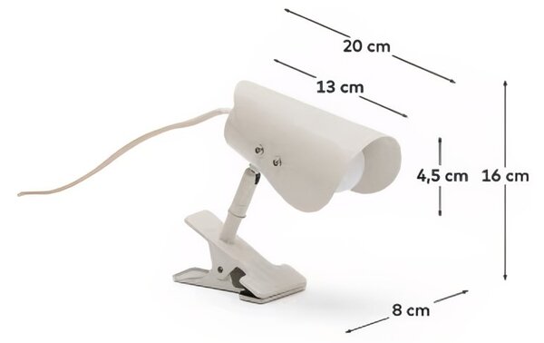 Malá šedá kovová stolní lampa s klipem Kave Home Jula