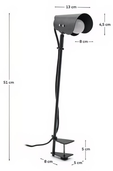 Černá kovová stolní lampa s klipem Kave Home Jula