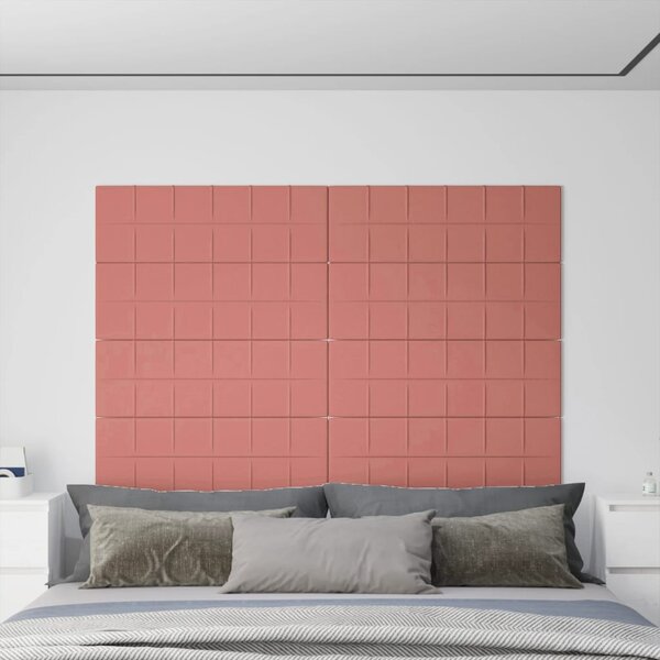 Nástěnné panely 12 ks růžové 90 x 30 cm samet 3,24 m²
