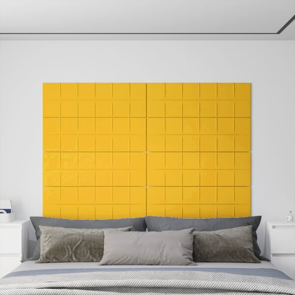 Nástěnné panely 12 ks žluté 90 x 30 cm samet 3,24 m²