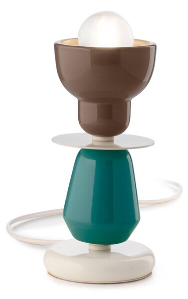 Ferroluce Stolní vintage lampa BERIMBAU, v. 24 cm, 1xE27 Barva stínidla: hnědá
