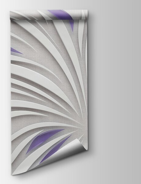 Fototapeta Bílé a fialové víry na zdi, 3D fototapety, Populární fototapety, u06452v3 - Tapeko.co.cz