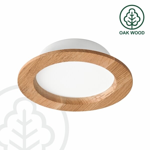 LED Podhledové svítidlo WOODY SPOT LED/12,5W/230V 4000K dub pr. 16 cm