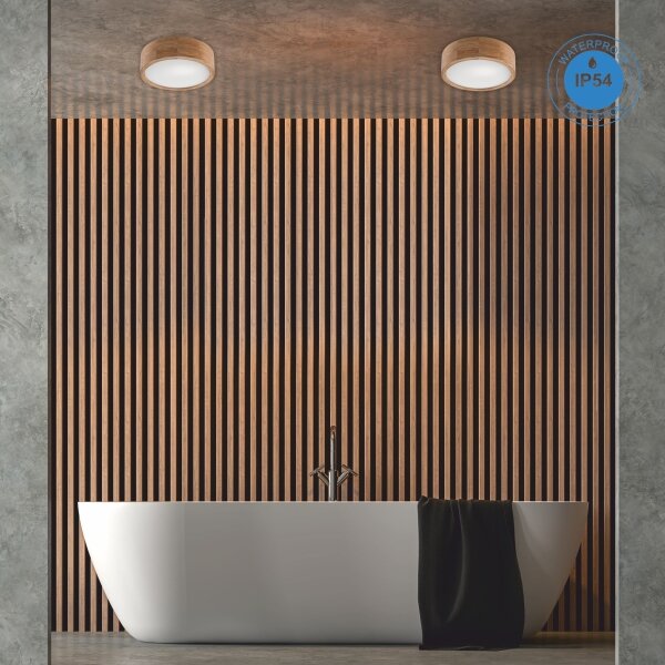 Stropní svítidlo OAK 2xE27/15W/230V IP54 dub pr. 27 cm