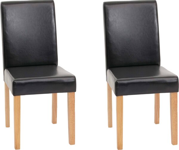 Sada 2 jídelních židlí Kuchyňská židle Littau Umělá kůže, černá, světlé nohy