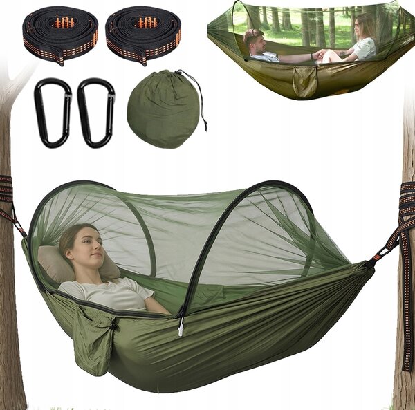 Houpací síť bez tyče Trizand zelená 250 kg 280 x 140