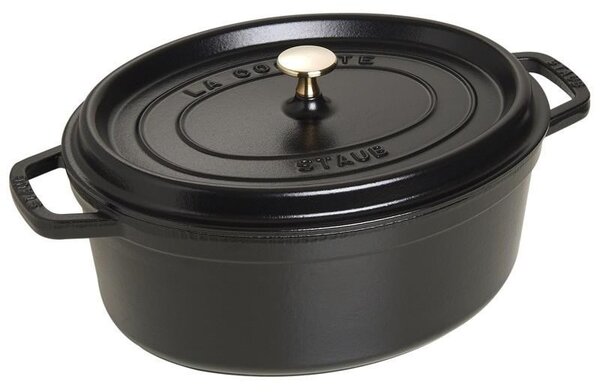 Oválný litinový hrnec Staub 31 cm, černý