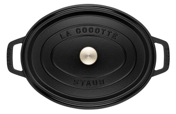 Oválný litinový hrnec Staub 31 cm, černý