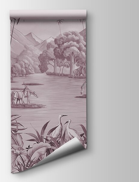 Fototapeta Řeka se zebrami a horami, Fototapety s džunglí, Populární fototapety, u59040v3 - Tapeko.co.cz