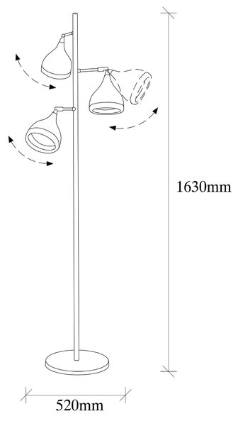 ASIR Stojací lampa YILDO - 7022 černá zlatá