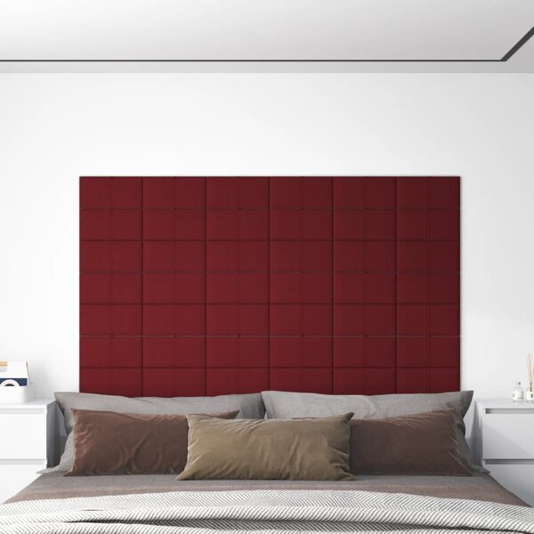Nástěnné panely 12 ks vínové 30 x 15 cm textil 0,54 m²