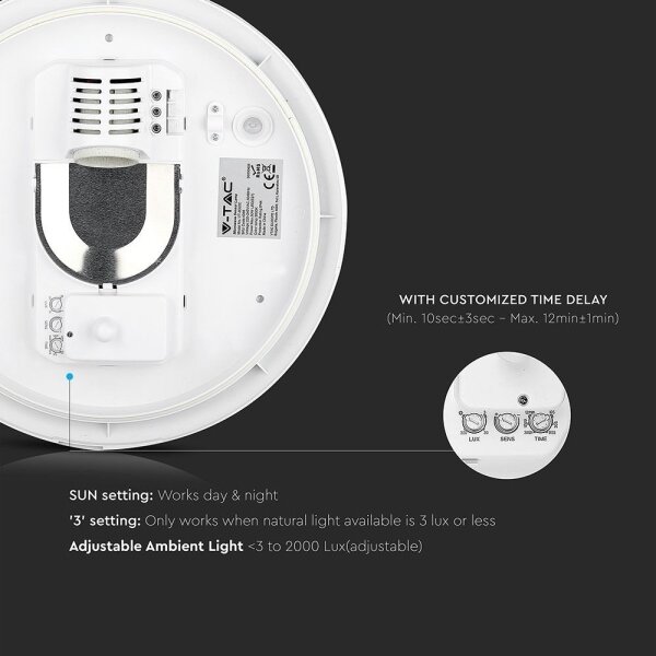 Koupelnové stropní svítidlo se senzorem 1xE27/60W/230V IP44 pr. 29,6 cm