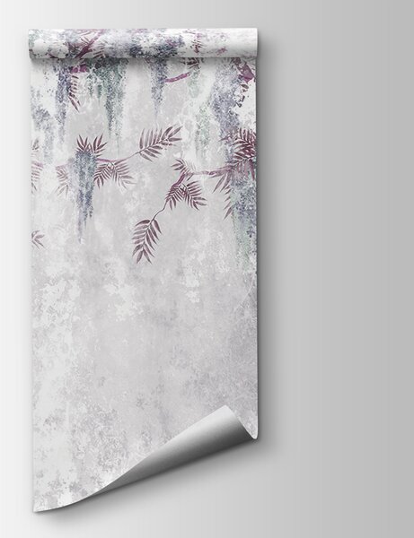 Fototapeta Bílá zeď s fialovými květy, Designové fototapety na zeď, Populární fototapety, u73816v2 - Tapeko.co.cz