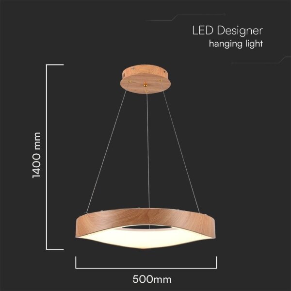 LED Lustr na lanku LED/25W/230V 3000K pr. 50 cm hnědá