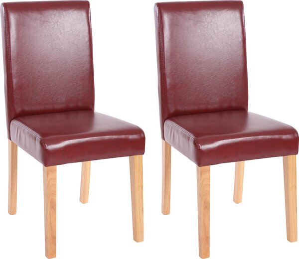 Sada 2 jídelních židlí Kuchyňská židle Littau Imitace kůže, červenohnědá, světlé nohy