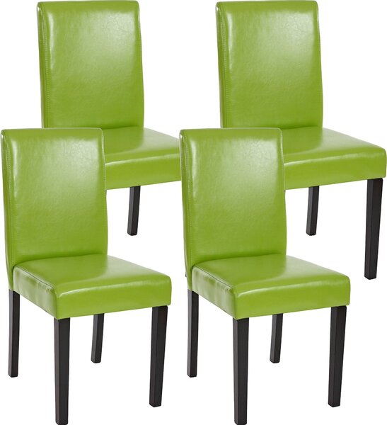Sada 4 jídelních židlí Kuchyňská židle Littau Imitace kůže, zelená, tmavé nohy