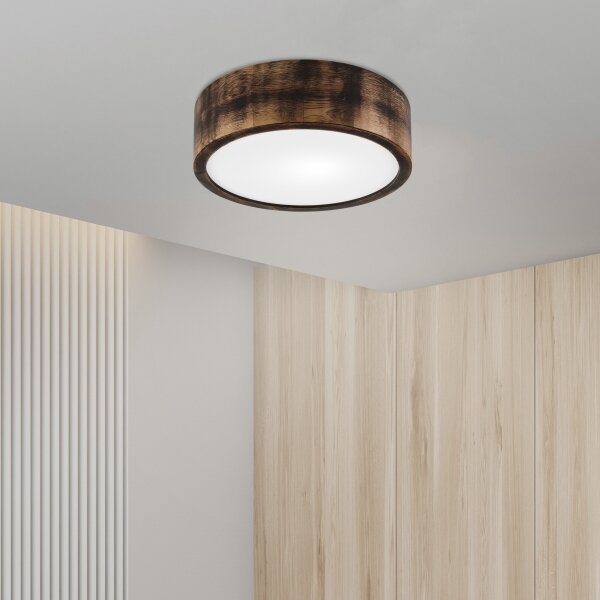 Stropní svítidlo OAK SMOKY 1xE27/15W/230V pr. 27,5 cm dub/tmavě hnědá