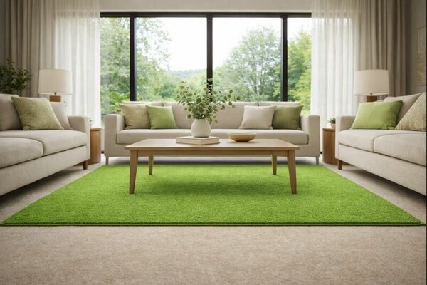 Vopi, Kusový koberec Eton zelený 41 čtverec, 100x100, zelená, ložnice