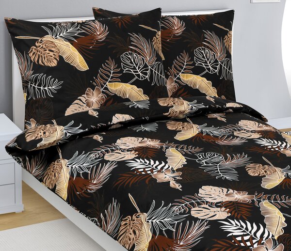 Povlečení MONSTERA HNĚDÁ 70x90 a 140x200 cm