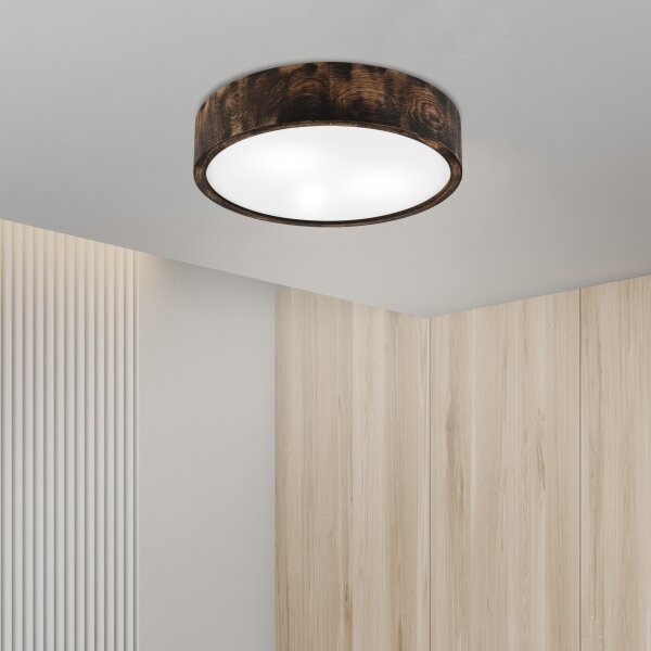 Koupelnové stropní svítidlo OAK SMOKY 3xE27/15W/230V IP54 pr. 37,5 cm dub/hnědá