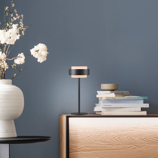 Schöner Wohnen LED stolní lampa Elmo, černá, 3000 K, stmívač, stmívatelný, Černá, Obývací pokoj / jídelna, kov, Moderní