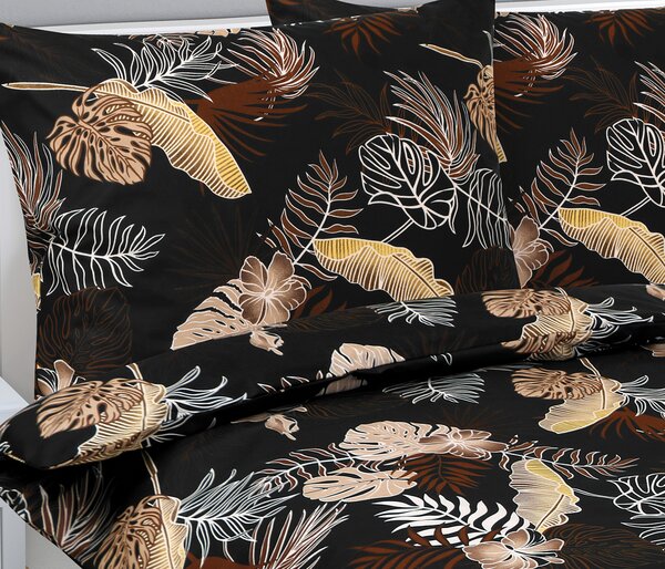 Povlečení MONSTERA HNĚDÁ 70x90 a 140x200 cm