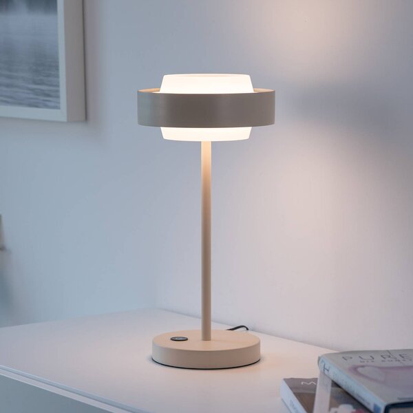 Schöner Wohnen LED stolní lampa Elmo, Sandbrise, 3000 K stmívač, stmívatelný, Krémová / jantar, Obývací pokoj / jídelna, kov, Moderní
