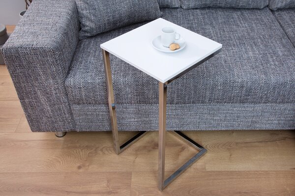 Příruční stolek SIMPLE 60 cm – bílá, stříbrná