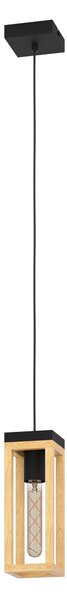 Eglo 43743 NAFFERTON - Závěsný barový lustr se dřevem, 1 x E27 (Moderní retro závěsný lustr)