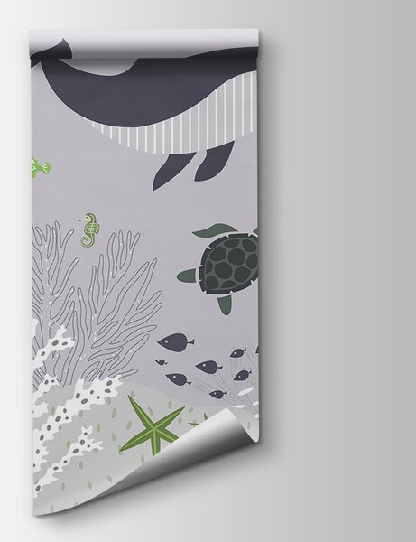Fototapeta Mořský život s velrybou a želvami, Dětské fototapety, Populární fototapety, u93763v3 - Tapeko.co.cz
