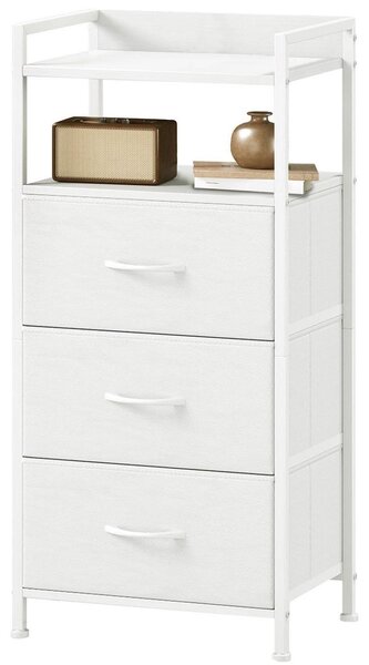 Komoda s 3 zásuvkami potaženými látkou, bílá, 28T x 40,2B x 85H cm