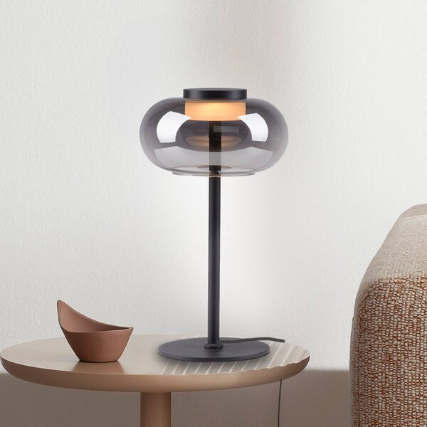 Schöner Wohnen LED stolní lampa Sia, černá/kouřově šedá 3 000 K, Hliník / šedá / zinek, Obývací pokoj / jídelna, Sklo, Moderní