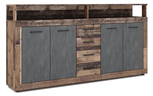 Komoda RUNA 190x96x32 cm tmavě hnědá/antracit