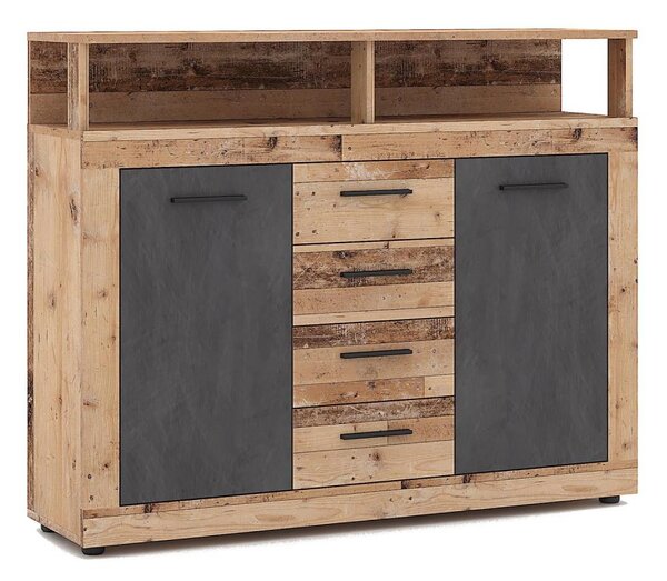 Komoda RUNA 120x97x32 cm světle hnědá/antracit