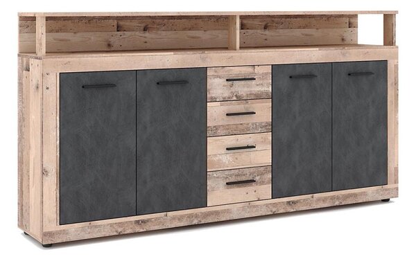 Komoda RUNA 190x96x32 cm světle hnědá/antracit