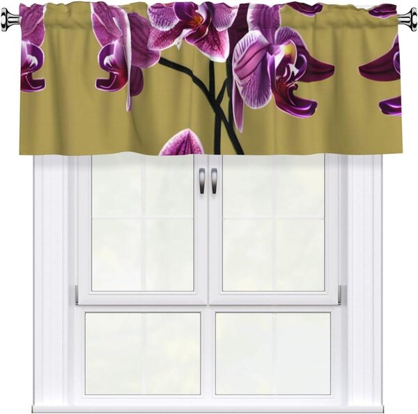 Záclona s motivem orchidejí, rozměry 137,2 x 45,7 cm, snadná instalace, vhodná do kuchyní, ložnic a dalších místností