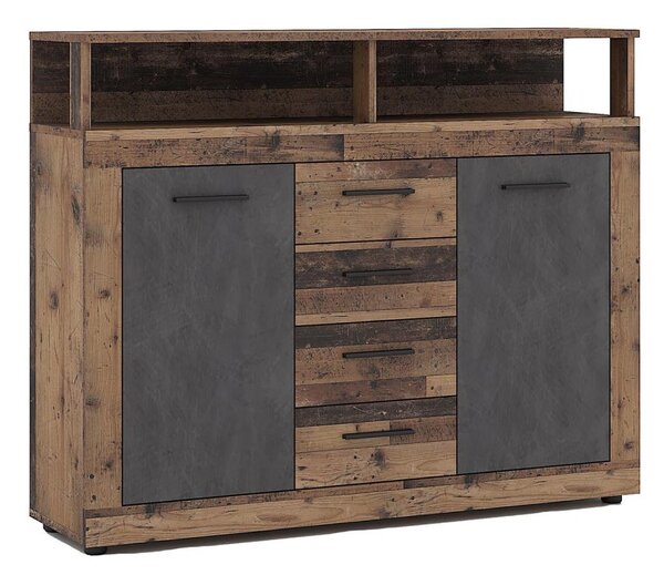 Komoda RUNA 120x97x32 cm tmavě hnědá/antracit