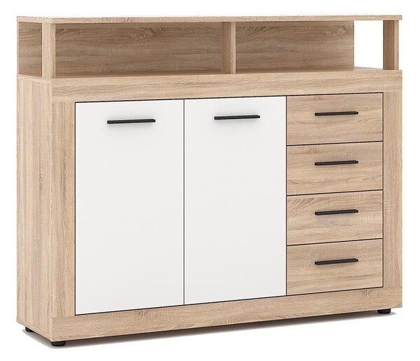 Komoda RUNA 120x97x32 cm dub sonoma/bílá
