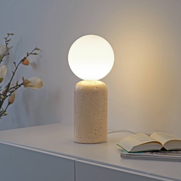 Schöner Wohnen stolní lampa Traventa, béžová/bílá, G9, Krémová / jantar, Obývací pokoj / jídelna, Beton, Středozemní