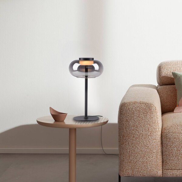 Schöner Wohnen LED stolní lampa Sia, černá/kouřově šedá 3 000 K, Hliník / šedá / zinek, Obývací pokoj / jídelna, Sklo, Moderní
