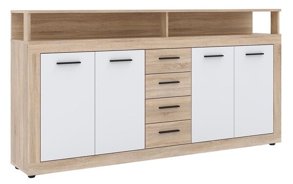 Komoda RUNA 190x96x32 cm dub sonoma/bílá