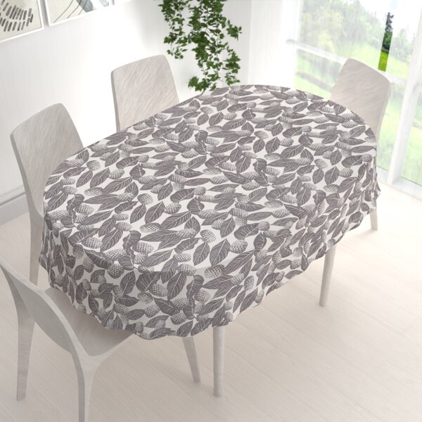 Biante Bavlněný oválný ubrus Sandra SA-511 Šedé ananasy na bílém 50x100 cm