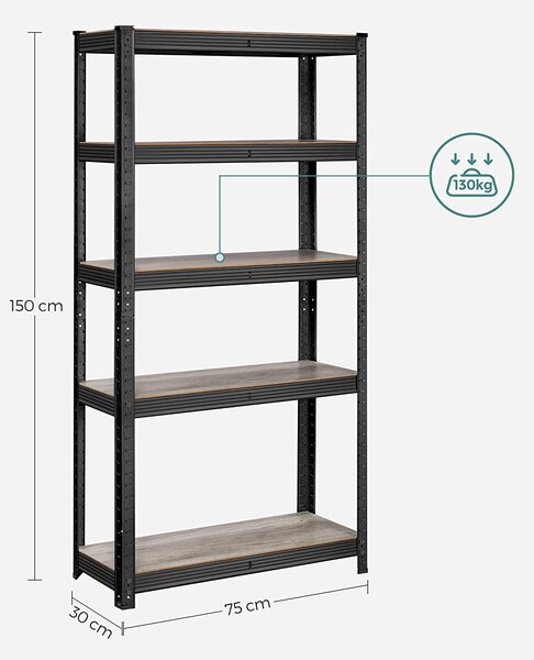 SONGMICS Policový regál Vorata 150 cm černý